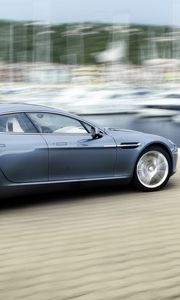 Превью обои aston martin, rapide, 2009, синий, вид сбоку, стиль, астон мартин, скорость