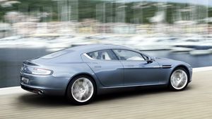 Превью обои aston martin, rapide, 2009, синий, вид сбоку, стиль, астон мартин, скорость