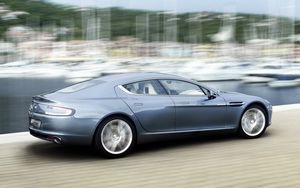 Превью обои aston martin, rapide, 2009, синий, вид сбоку, стиль, астон мартин, скорость