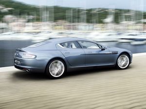 Превью обои aston martin, rapide, 2009, синий, вид сбоку, стиль, астон мартин, скорость