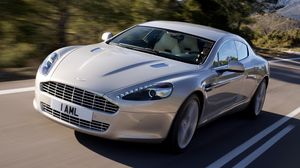 Превью обои aston martin, rapide, 2009, серебряный, вид спереди, астон мартин, асфальт