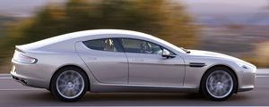 Превью обои aston martin, rapide, 2009, серебряный, вид сбоку, астон мартин, скорость