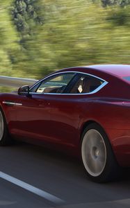 Превью обои aston martin, rapide, 2009, красный, вид сбоку, стиль, астон мартин, скорость