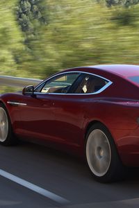 Превью обои aston martin, rapide, 2009, красный, вид сбоку, стиль, астон мартин, скорость