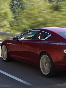 Превью обои aston martin, rapide, 2009, красный, вид сбоку, стиль, астон мартин, скорость