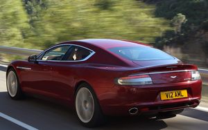 Превью обои aston martin, rapide, 2009, красный, вид сбоку, стиль, астон мартин, скорость