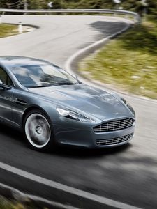 Превью обои aston martin, rapide, 2009, серый, вид сбоку, астон мартин, скорость