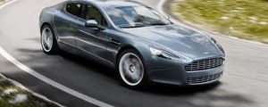 Превью обои aston martin, rapide, 2009, серый, вид сбоку, астон мартин, скорость