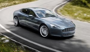 Превью обои aston martin, rapide, 2009, серый, вид сбоку, астон мартин, скорость