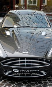 Превью обои aston martin, rapide, 2011, черный, вид спереди, астон мартин, улица