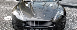 Превью обои aston martin, rapide, 2011, черный, вид спереди, астон мартин, улица