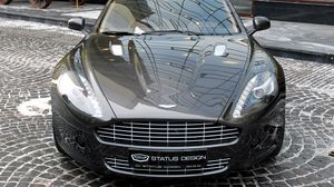 Превью обои aston martin, rapide, 2011, черный, вид спереди, астон мартин, улица