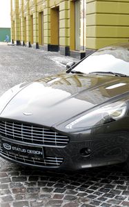 Превью обои aston martin, rapide, 2011, черный, вид спереди, астон мартин, стиль