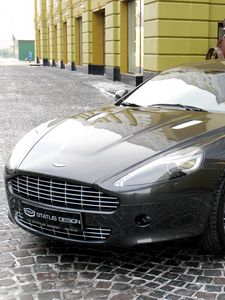 Превью обои aston martin, rapide, 2011, черный, вид спереди, астон мартин, стиль