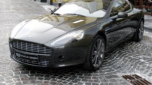 Превью обои aston martin, rapide, 2011, черный, вид спереди, астон мартин, стиль