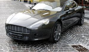 Превью обои aston martin, rapide, 2011, черный, вид спереди, астон мартин, стиль