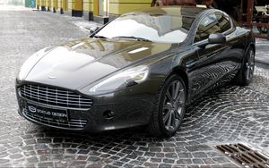 Превью обои aston martin, rapide, 2011, черный, вид спереди, астон мартин, стиль