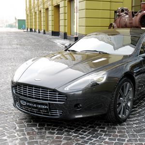 Превью обои aston martin, rapide, 2011, черный, вид спереди, астон мартин, стиль