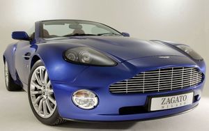 Превью обои aston martin, v12, vanquish, 2004, синий, вид спереди, стиль, астон мартин, авто