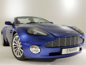 Превью обои aston martin, v12, vanquish, 2004, синий, вид спереди, стиль, астон мартин, авто