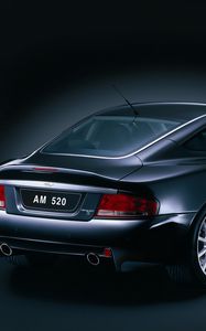 Превью обои aston martin, v12, vanquish, 2004, черный, вид сбоку, стиль, астон мартин