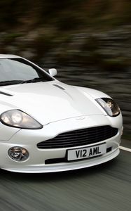 Превью обои aston martin, v12, vanquish, 2004, белый, вид спереди, авто, астон мартин, скорость