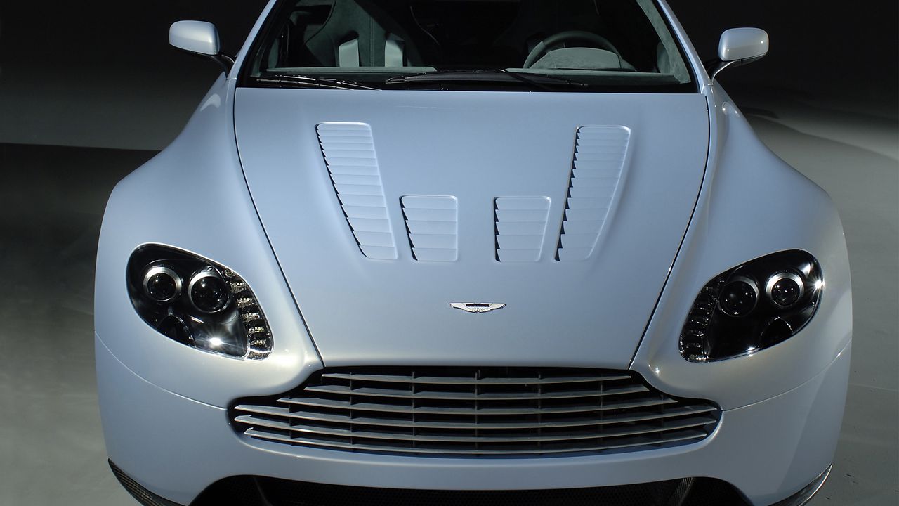 Обои aston martin, v12, zagato, 2007, вид спереди, голубой металлик, стиль, астон мартин, авто