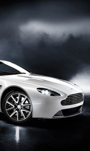 Превью обои aston martin, v8, 2011, белый, вид сбоку, стиль, астон мартин, авто