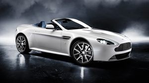 Превью обои aston martin, v8, 2011, белый, вид сбоку, стиль, астон мартин, авто