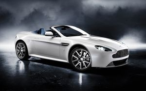 Превью обои aston martin, v8, 2011, белый, вид сбоку, стиль, астон мартин, авто