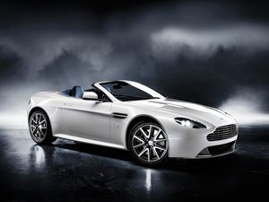 Превью обои aston martin, v8, 2011, белый, вид сбоку, стиль, астон мартин, авто