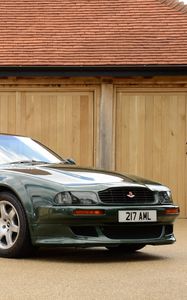 Превью обои aston martin, v8, vantage, 1993, зеленый, вид сбоку, стиль, астон мартин