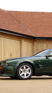 Превью обои aston martin, v8, vantage, 1993, зеленый, вид сбоку, авто, астон мартин