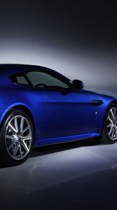 Превью обои aston martin, v8, vantage, 2011, синий, вид сбоку, стиль, астон мартин, авто