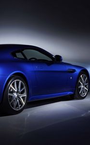 Превью обои aston martin, v8, vantage, 2011, синий, вид сбоку, стиль, астон мартин, авто