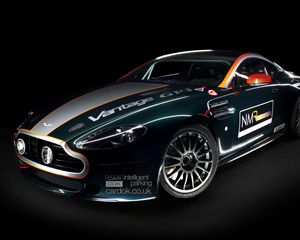 Превью обои aston martin, v8, vantage, 2009, синий, вид спереди, авто, астон мартин, спорт