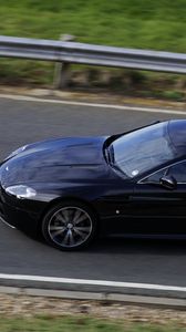 Превью обои aston martin, v8, vantage, 2010, черный, вид сбоку, стиль, астон мартин, скорость