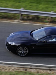 Превью обои aston martin, v8, vantage, 2010, черный, вид сбоку, стиль, астон мартин, скорость