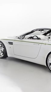 Превью обои aston martin, v8, vantage, 2010, белый, вид сбоку, стиль, астон мартин, авто