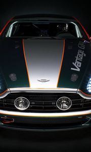 Превью обои aston martin, v8, vantage, 2009, зеленый, вид спереди, авто, астон мартин, спорт