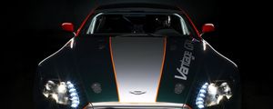 Превью обои aston martin, v8, vantage, 2009, зеленый, вид спереди, авто, астон мартин, спорт