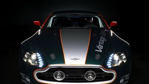 Превью обои aston martin, v8, vantage, 2009, зеленый, вид спереди, авто, астон мартин, спорт