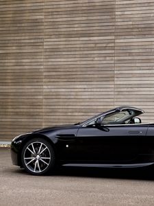 Превью обои aston martin, v8, vantage, 2010, черный, вид сбоку, авто, астон мартин, стиль