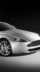 Превью обои aston martin, v8, vantage, 2008, серебряный, вид сбоку, астон мартин, стиль