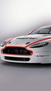 Превью обои aston martin, v8, vantage, 2008, белый, вид спереди, стиль, астон мартин, спорт