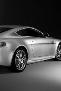 Превью обои aston martin, v8, vantage, 2008, серебряный, вид сбоку, стиль, авто, астон мартин