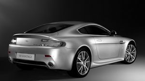 Превью обои aston martin, v8, vantage, 2008, серебряный, вид сбоку, стиль, авто, астон мартин