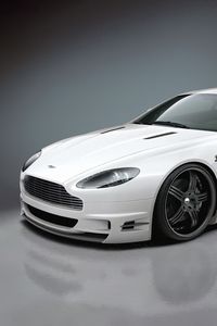 Превью обои aston martin, v8, vantage, 2008, белый, вид сбоку, стиль, отражение, астон мартин