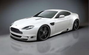 Превью обои aston martin, v8, vantage, 2008, белый, вид сбоку, стиль, отражение, астон мартин