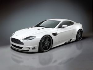 Превью обои aston martin, v8, vantage, 2008, белый, вид сбоку, стиль, отражение, астон мартин